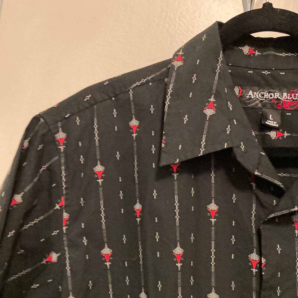 BNWOT Anchor Blue Retro Rockabilly Longhorn Button Up